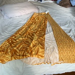 Free People Mustard/Orange Maxi tube top with high slit OR coverup skirt